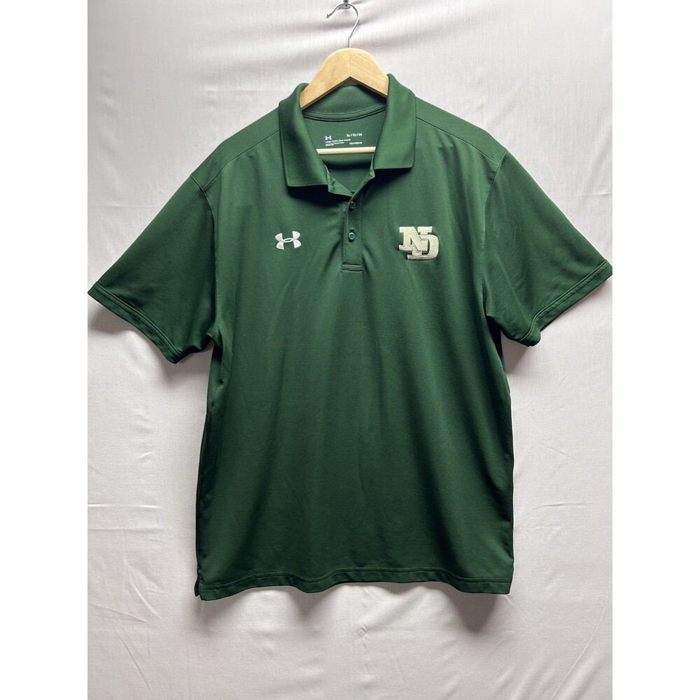 Under Armour Heat Gear Men’s XL Green Notre Dame Polo Shirt Fightin Irish